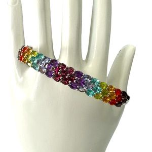 🌈 Rainbow 925 silver bangle bracelet